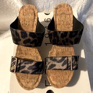Animal print wedge sandals
